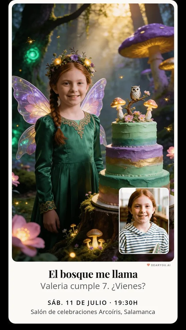 Forest fairy-themed invitation